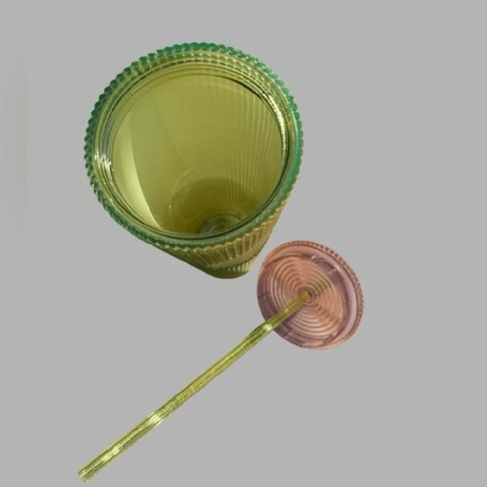 Starbucks 2023 Lime Green Purple‎ Ombre Neon Transparent Cold Cup Venti 24 oz